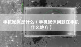手机密保是什么（手机密保问题在手机什么地方）