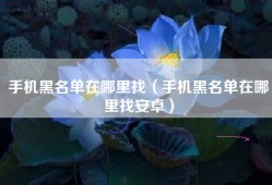 手机黑名单在哪里找（手机黑名单在哪里找安卓）