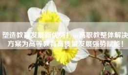 塑造教育发展新优势！itc高职教整体解决方案为高等教育高质量发展强势赋能！