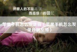 苹果手机怎么发录音（苹果手机怎么发录音朋友圈）