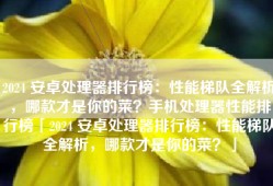 2024 安卓处理器排行榜：性能梯队全解析，哪款才是你的菜？手机处理器性能排行榜「2024 安卓处理器排行榜：性能梯队全解析，哪款才是你的菜？」