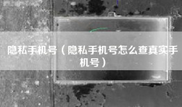隐私手机号（隐私手机号怎么查真实手机号）