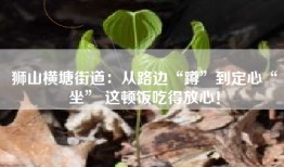 狮山横塘街道：从路边“蹲”到定心“坐” 这顿饭吃得放心！