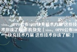vivo、OPPO公布100W快充技术方案 这些技术你该了解!手机快充「vivo、OPPO公布100W快充技术方案 这些技术你该了解!」