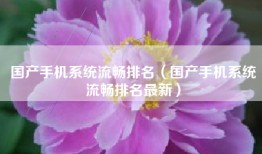 国产手机系统流畅排名（国产手机系统流畅排名最新）