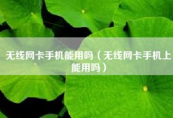 无线网卡手机能用吗（无线网卡手机上能用吗）