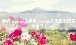 手机javascript（手机javascript关闭没发浏览网页了）
