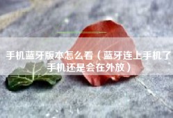 手机蓝牙版本怎么看（蓝牙连上手机了手机还是会在外放）