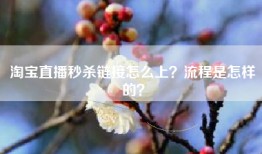 淘宝直播秒杀链接怎么上？流程是怎样的？