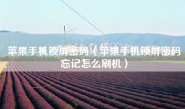 苹果手机锁屏密码（苹果手机锁屏密码忘记怎么刷机）