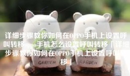 详细步骤教你如何在OPPO手机上设置呼叫转移oppo手机怎么设置呼叫转移「详细步骤教你如何在OPPO手机上设置呼叫转移」