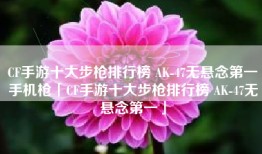 CF手游十大步枪排行榜 AK-47无悬念第一手机枪「CF手游十大步枪排行榜 AK-47无悬念第一」