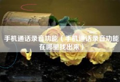 手机通话录音功能（手机通话录音功能在哪里找出来）