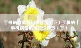 手机病毒危害知识普及（下）手机病「手机病毒危害知识普及（下）」