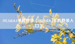 192.168.0.1手机登录（192.168.0.1手机登录入口）