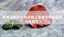 苹果手机怎么开分身（苹果手机怎么开分身淘宝）