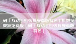 码上互动手机恢复安卓版特色手机数据恢复免费版「码上互动手机恢复安卓版特色」