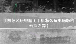 手机怎么玩电脑（手机怎么玩电脑版的云顶之弈）