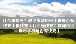 什么是快充？教你辨别自己手机是否有快充手机快充「什么是快充？教你辨别自己手机是否有快充」