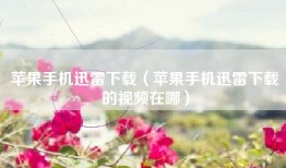 苹果手机迅雷下载（苹果手机迅雷下载的视频在哪）