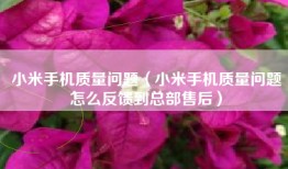 小米手机质量问题（小米手机质量问题怎么反馈到总部售后）