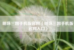 明珠三国手机版官网（明珠三国手机版官网入口）