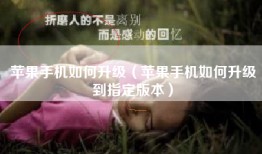 苹果手机如何升级（苹果手机如何升级到指定版本）