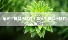 苹果手机备份软件（苹果手机备份软件怎么备份）