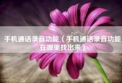 手机通话录音功能（手机通话录音功能在哪里找出来）