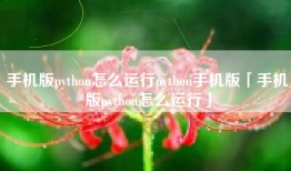 手机版python怎么运行python手机版「手机版python怎么运行」