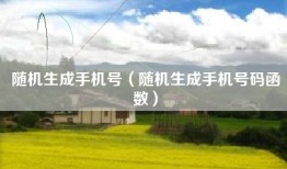 随机生成手机号（随机生成手机号码函数）