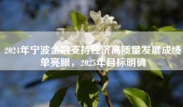 2024年宁波金融支持经济高质量发展成绩单亮眼，2025年目标明确