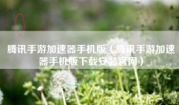 腾讯手游加速器手机版（腾讯手游加速器手机版下载安装官网）