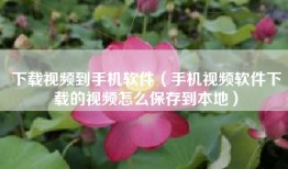 下载视频到手机软件（手机视频软件下载的视频怎么保存到本地）