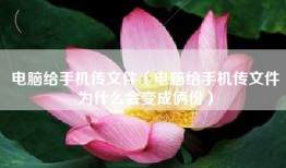 电脑给手机传文件（电脑给手机传文件为什么会变成俩份）