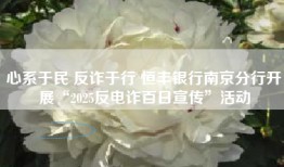 心系于民 反诈于行 恒丰银行南京分行开展“2025反电诈百日宣传”活动