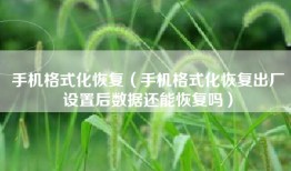 手机格式化恢复（手机格式化恢复出厂设置后数据还能恢复吗）