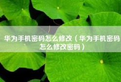 华为手机密码怎么修改（华为手机密码怎么修改密码）