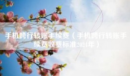 手机跨行转账手续费（手机跨行转账手续费收费标准2024年）