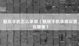 魅族手机怎么录屏（魅族手机录屏设置在哪里）