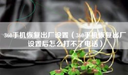 360手机恢复出厂设置（360手机恢复出厂设置后怎么打不了电话）