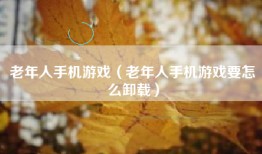 老年人手机游戏（老年人手机游戏要怎么卸载）