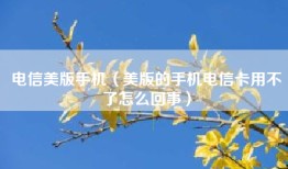 电信美版手机（美版的手机电信卡用不了怎么回事）