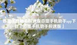 百度手机助手极速版百度手机助手app下载「百度手机助手极速版」