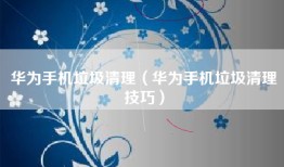 华为手机垃圾清理（华为手机垃圾清理技巧）