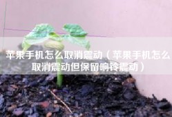 苹果手机怎么取消震动（苹果手机怎么取消震动但保留响铃震动）