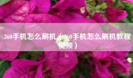 360手机怎么刷机（360手机怎么刷机教程视频）