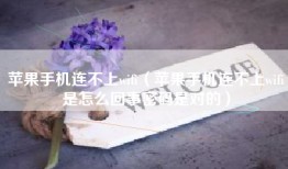 苹果手机连不上wifi（苹果手机连不上wifi是怎么回事密码是对的）