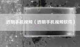 透明手机视频（透明手机视频软件）