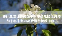 酱油品牌排行榜前十名手机品牌排行榜前十名「酱油品牌排行榜前十名」